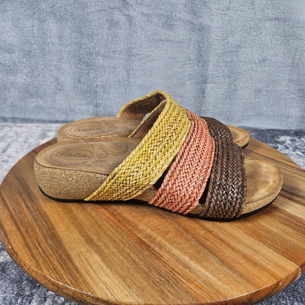 TAOS Prudence 3 Strap Wedge Sandals Woven Multi-Color Women's 37 US 6-6.5